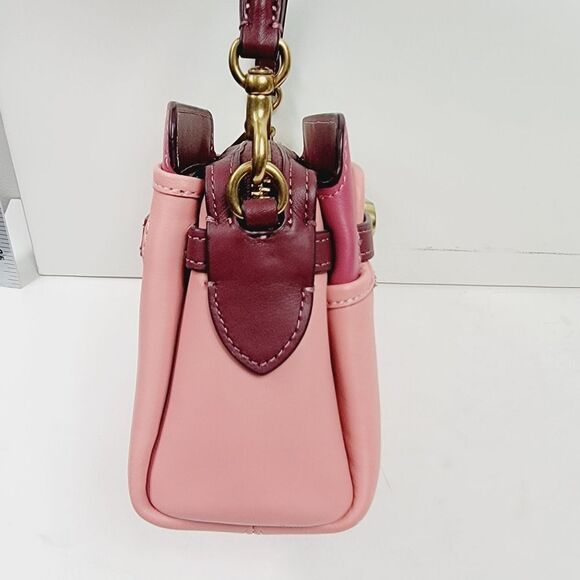 Coach TATE 18 Colorblock Top Handle 3 Compartment Bag Pink Burgundy - Picture 5 of 16